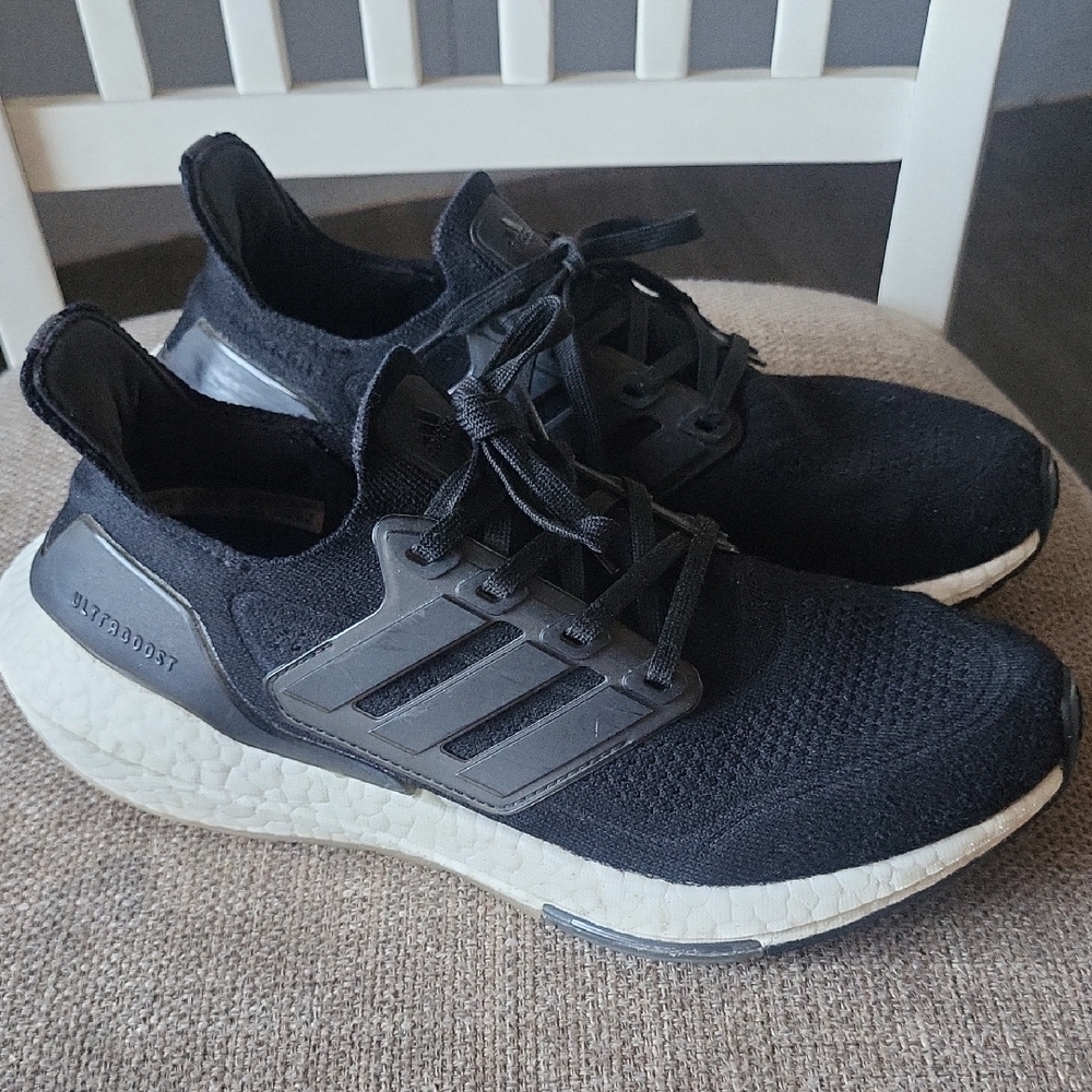Adidas Black and White Athletic Shoes with Boost Technology
